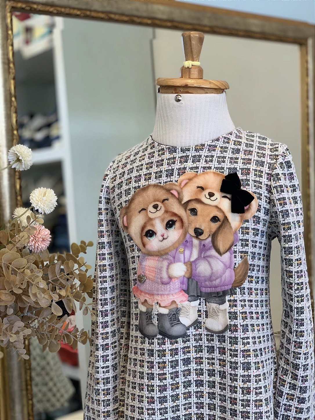 Vestido Tweed Preto Infanti