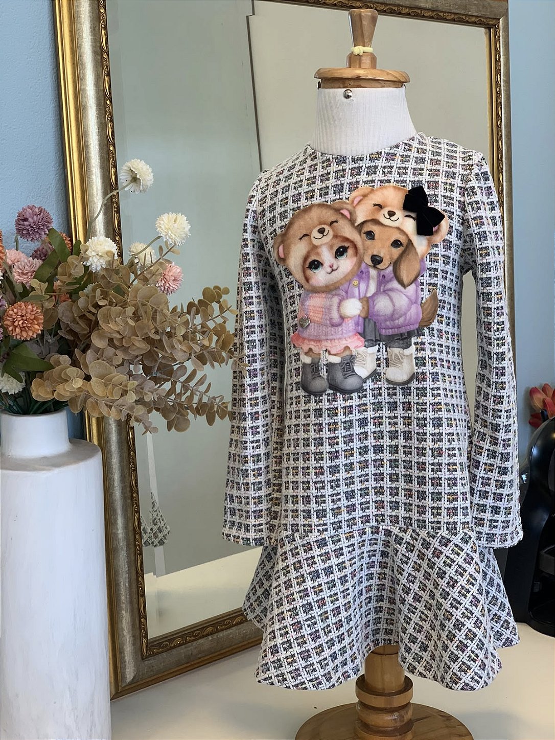 Vestido Tweed Preto Infanti