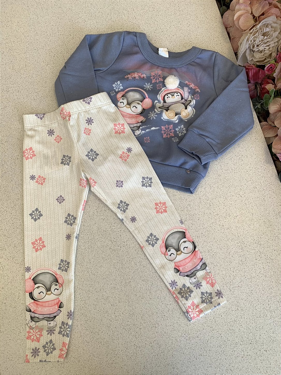 Conjunto Moletom c/ Legging Pinguins Infanti