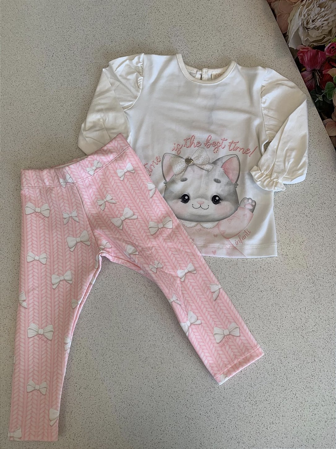 Bata c/ Legging Fly Tech Rosa Infanti