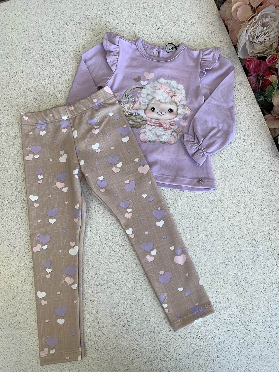 Bata c/ Calça Legging Roxa Infanti