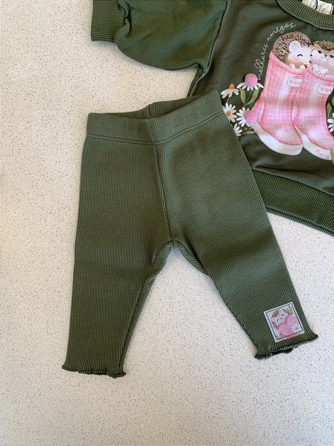 Moletom Mangas Bufantes e Legging Verde Infanti