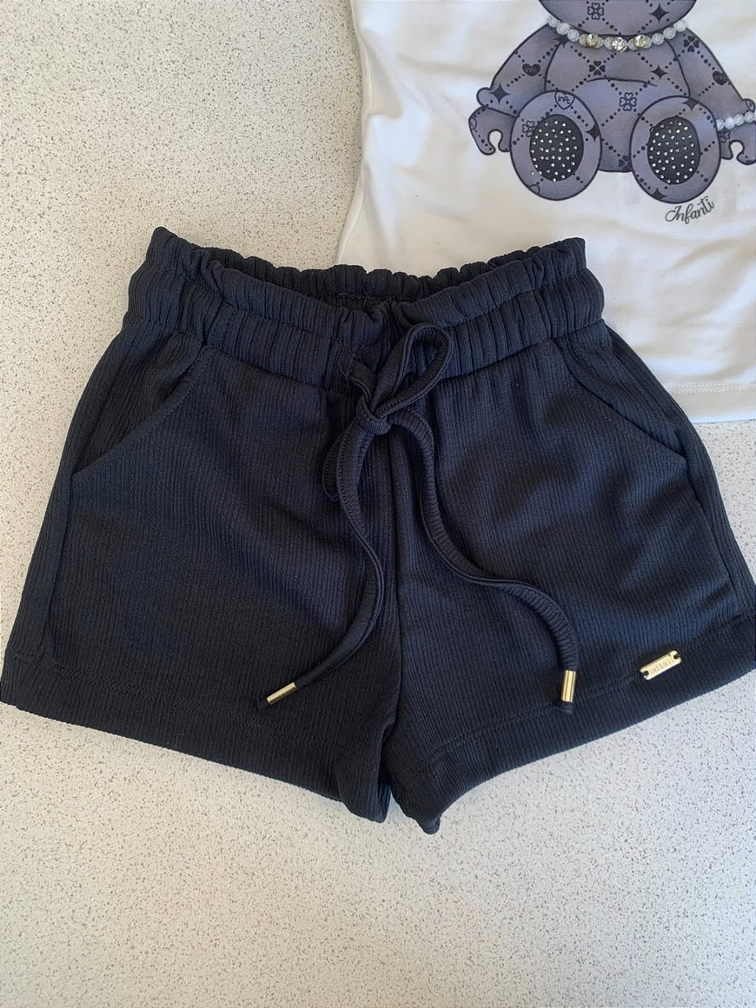 Conjunto Urso Short Preto Infanti