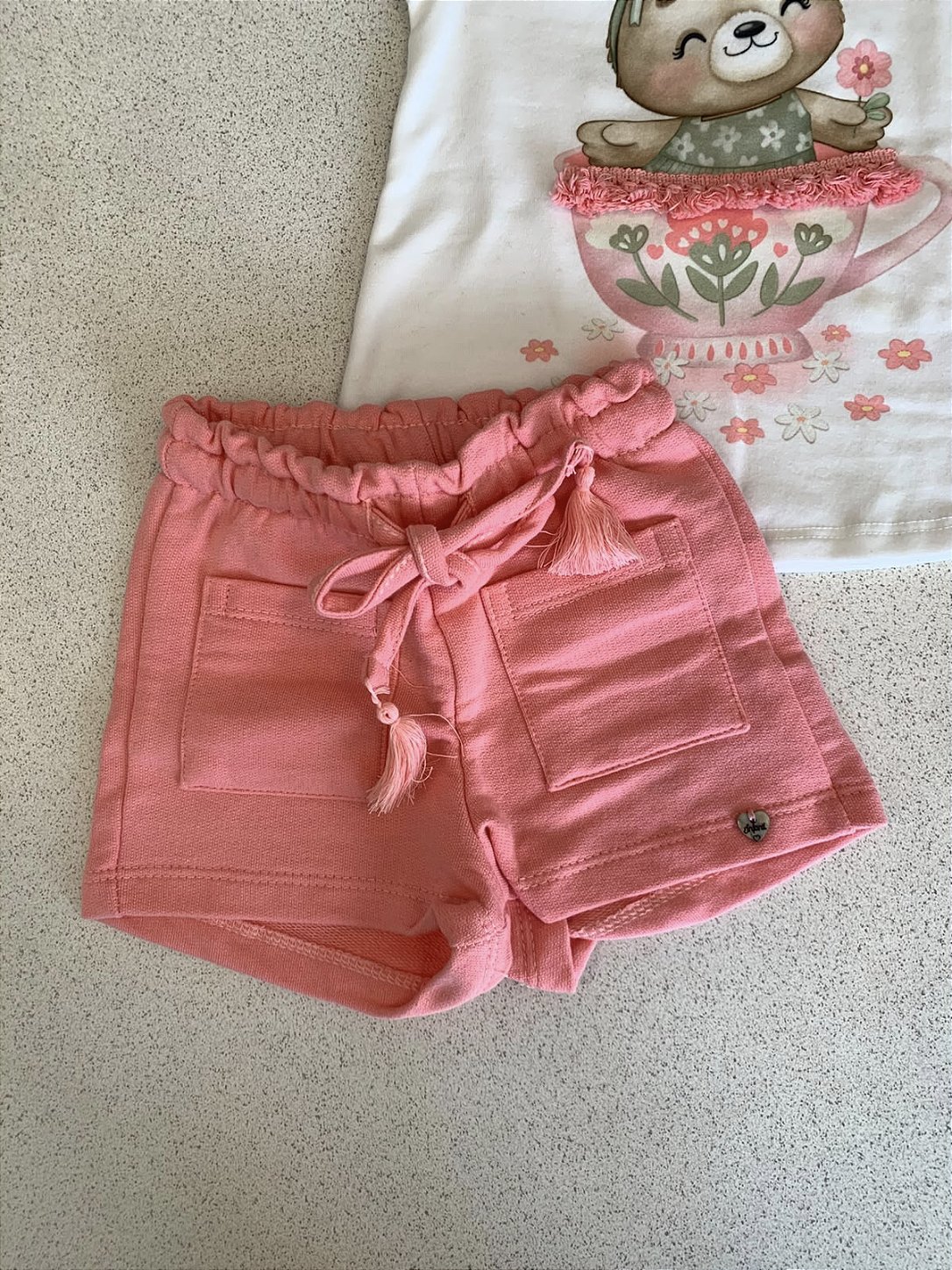 Bata c/ Shorts em Moletom Rosa Infanti