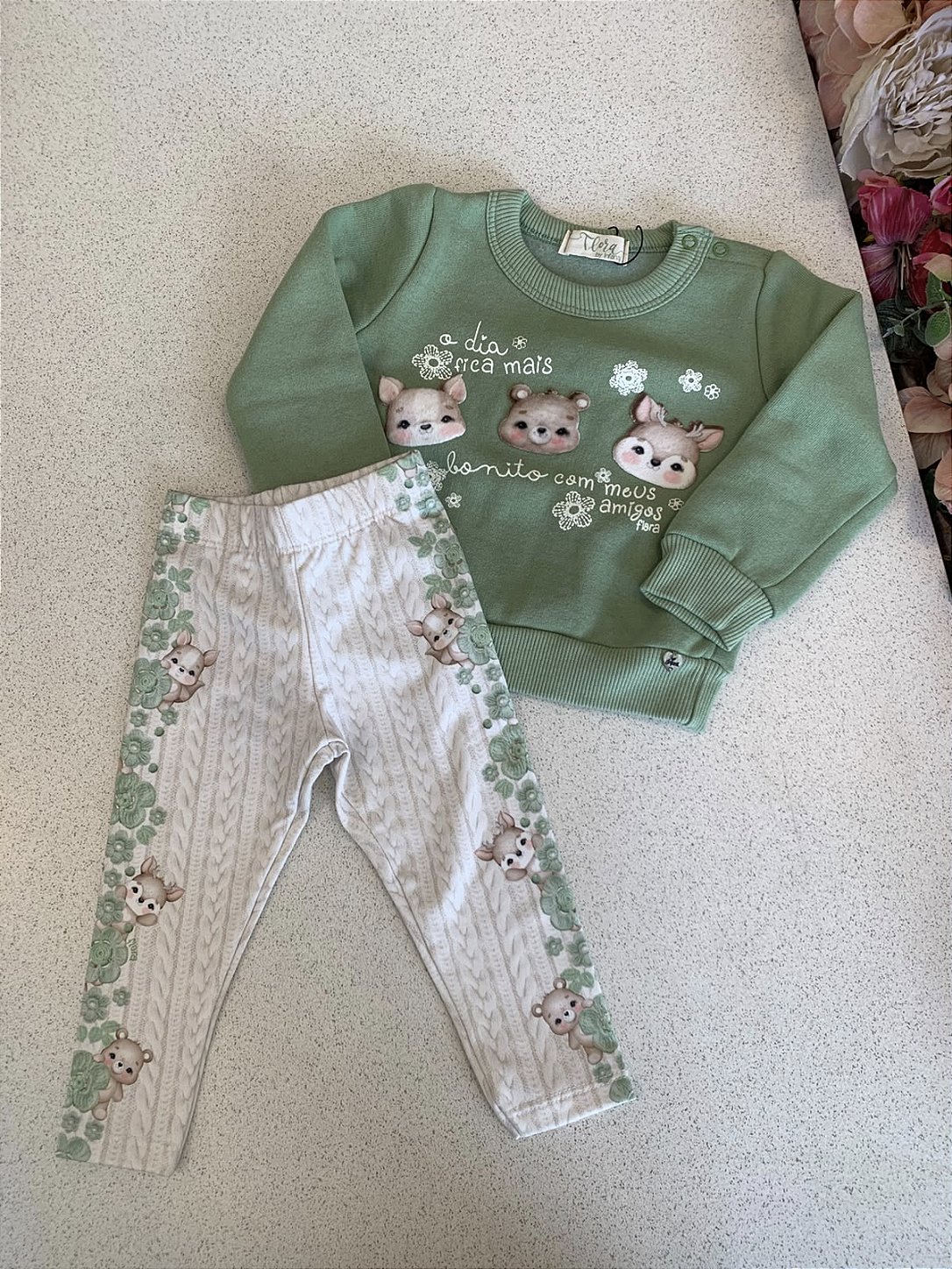 Conjunto Moletom c/ Calça Verde Claro Infanti