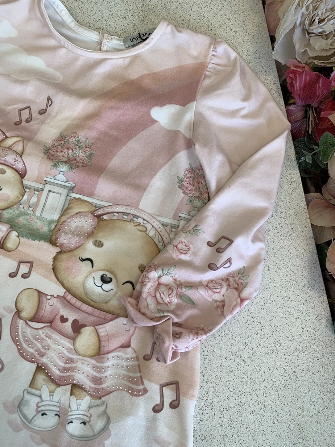 Vestido ML em Malha Rosa Infanti