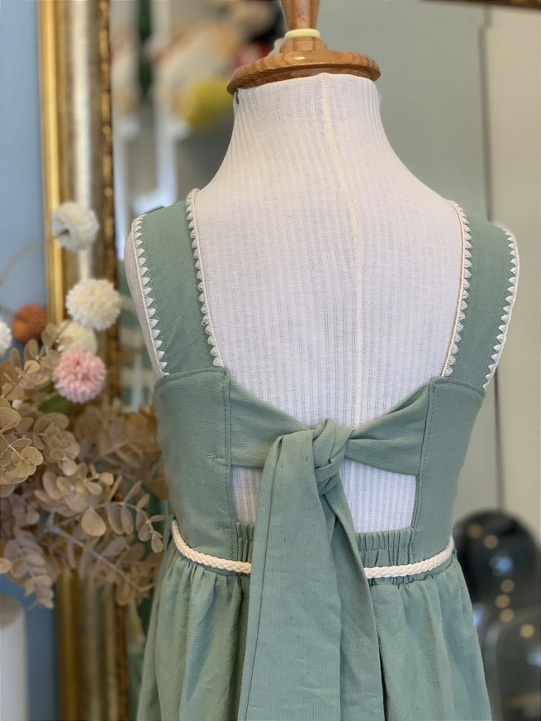 Vestido Linho Verde Abacate Infanti