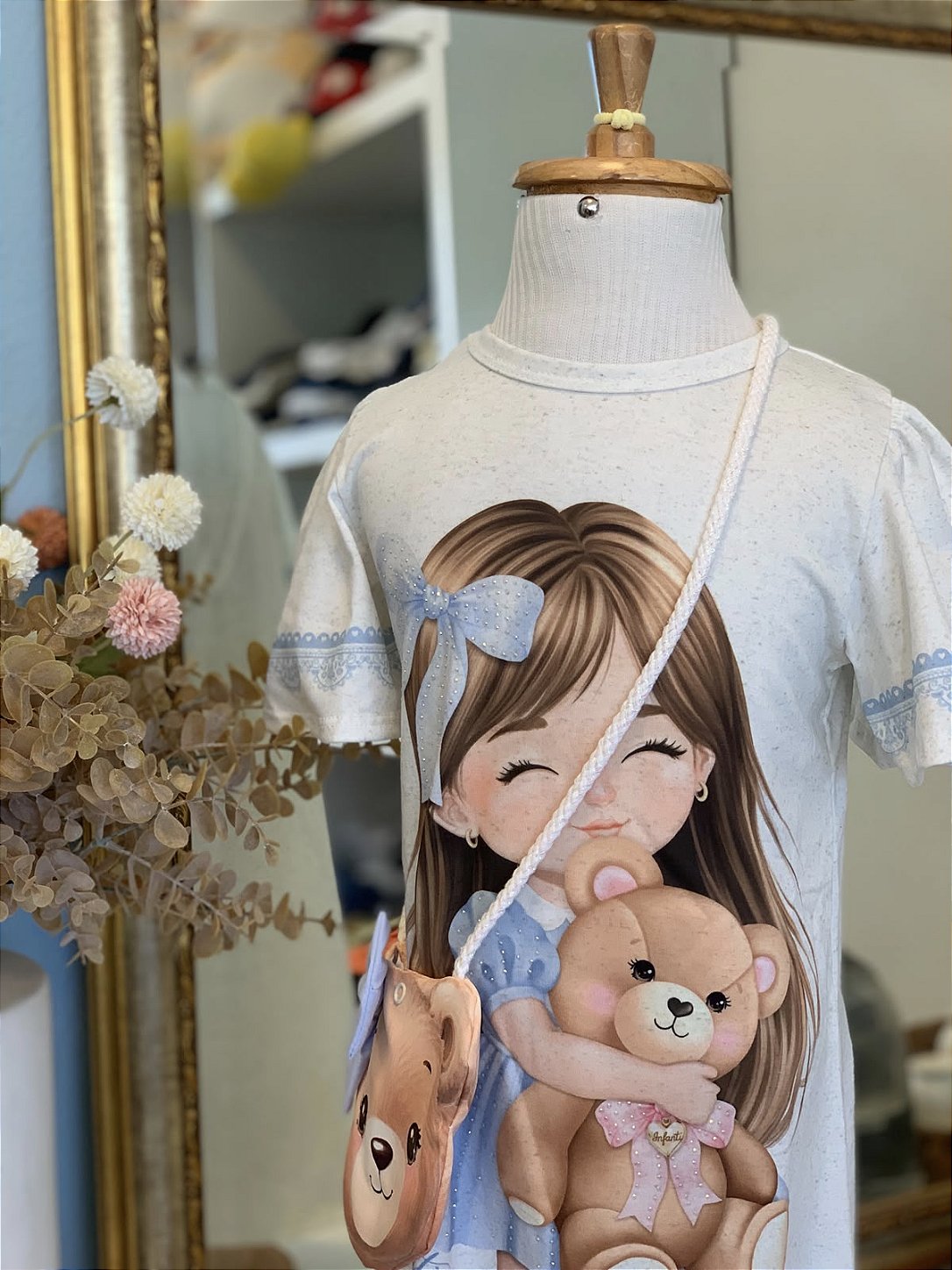 Vestido Malha c/ Bolsa de Urso Infanti