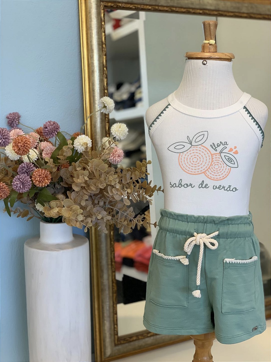 Conjunto Regata e Short Verde Infanti