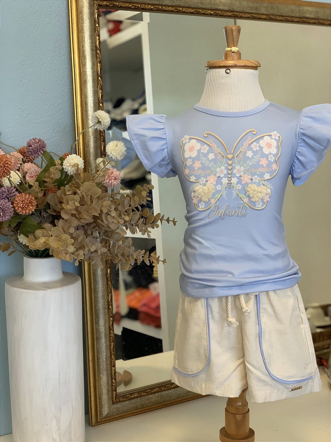 Conjunto Borboleta Azul Angel Infanti
