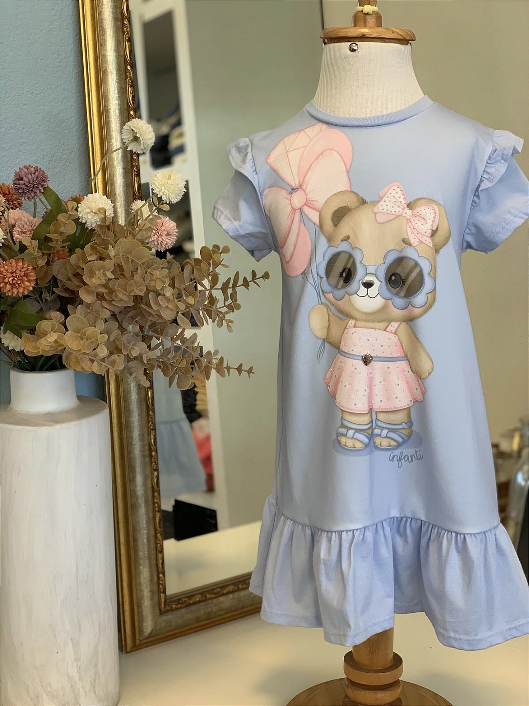 Vestido Malha Azul Claro Infanti