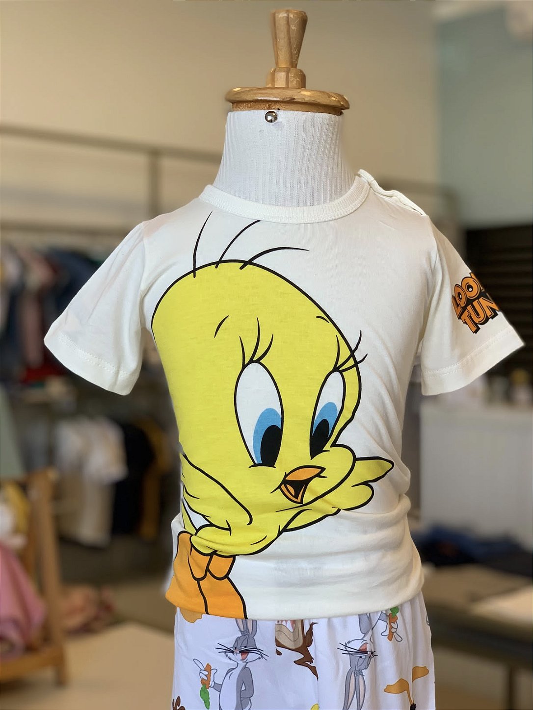 Pijama MC Marfim Looney Tunes Unissex Veggi