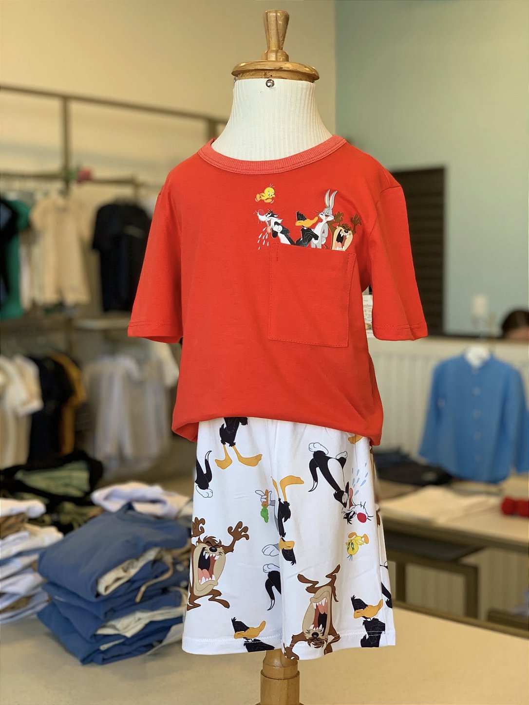 Pijama MC Vermelho Looney Tunes Masculino Veggi