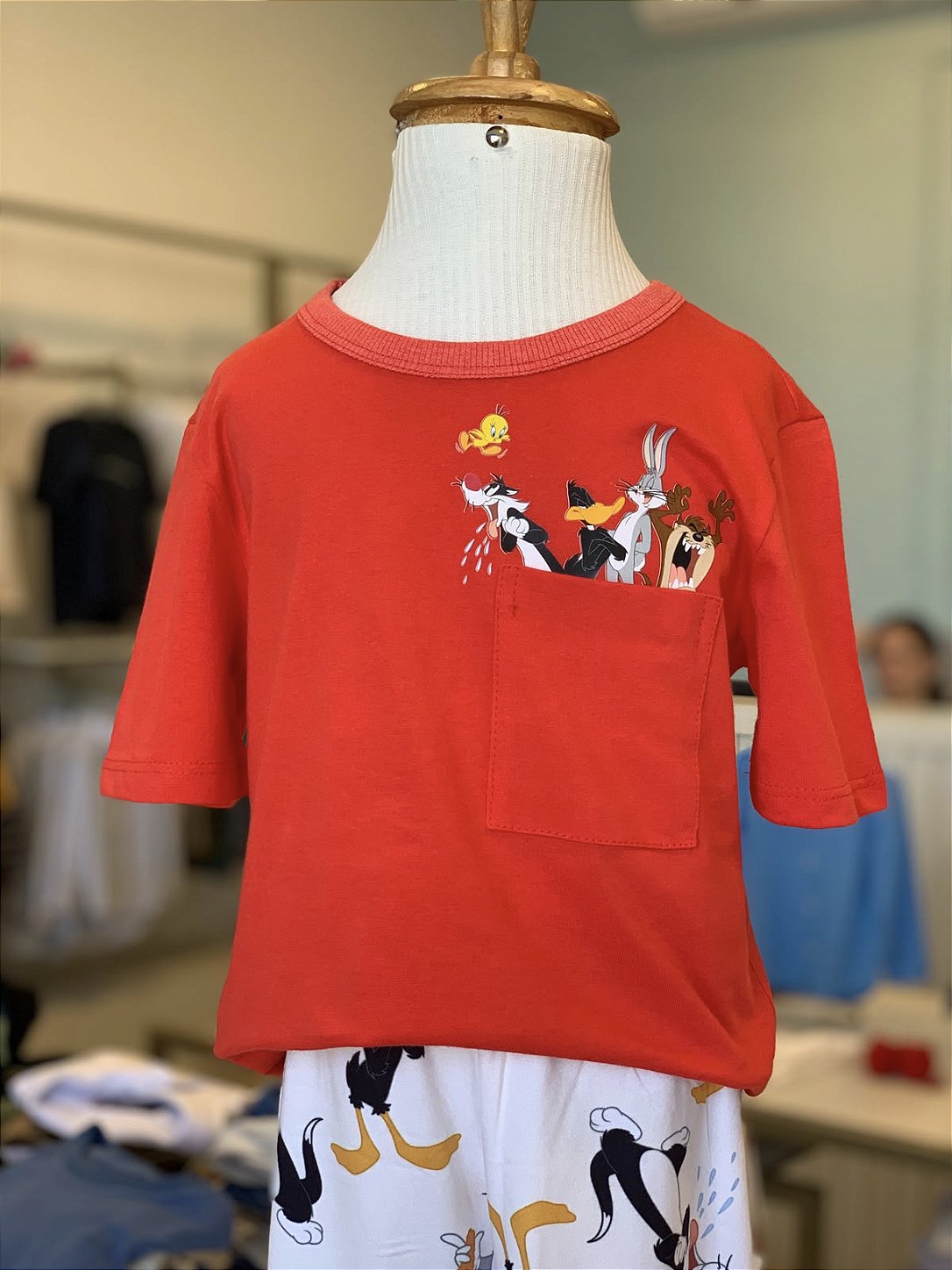 Pijama MC Vermelho Looney Tunes Masculino Veggi