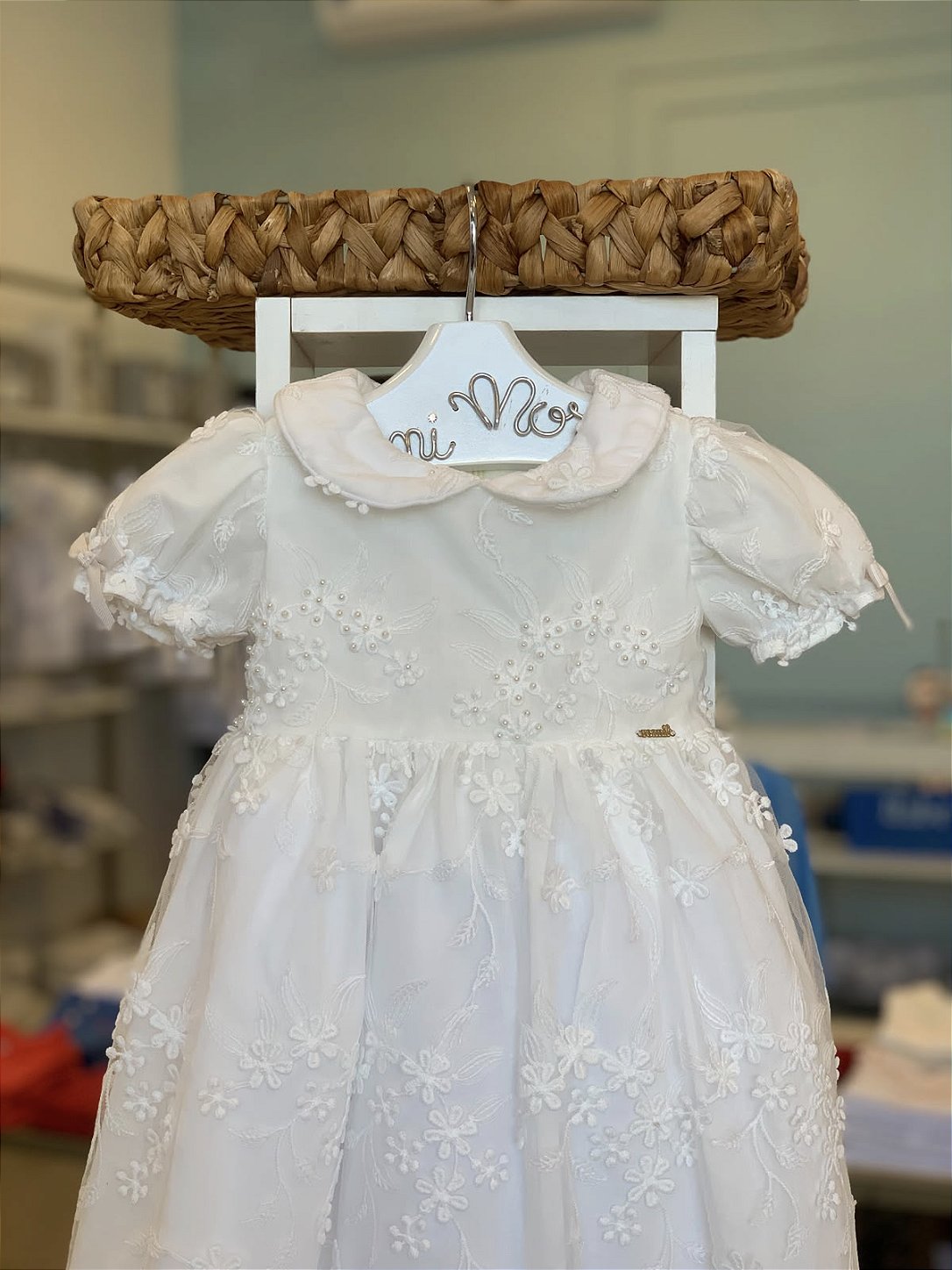 Vestido Batizado Princesa Branco Roana