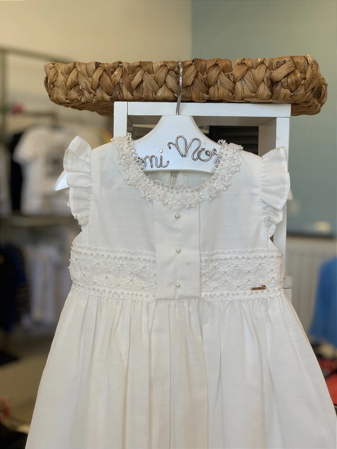 Vestido Batizado Marfim Roana
