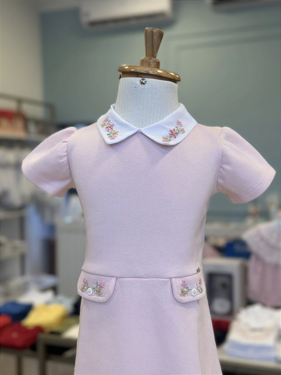 Vestido Rosa Malha Canelada Roana