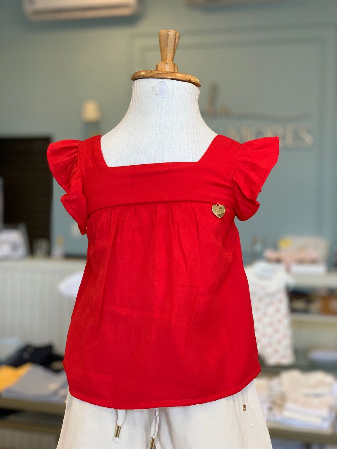 Bata Alça e Short Vermelho Escuro Infanti