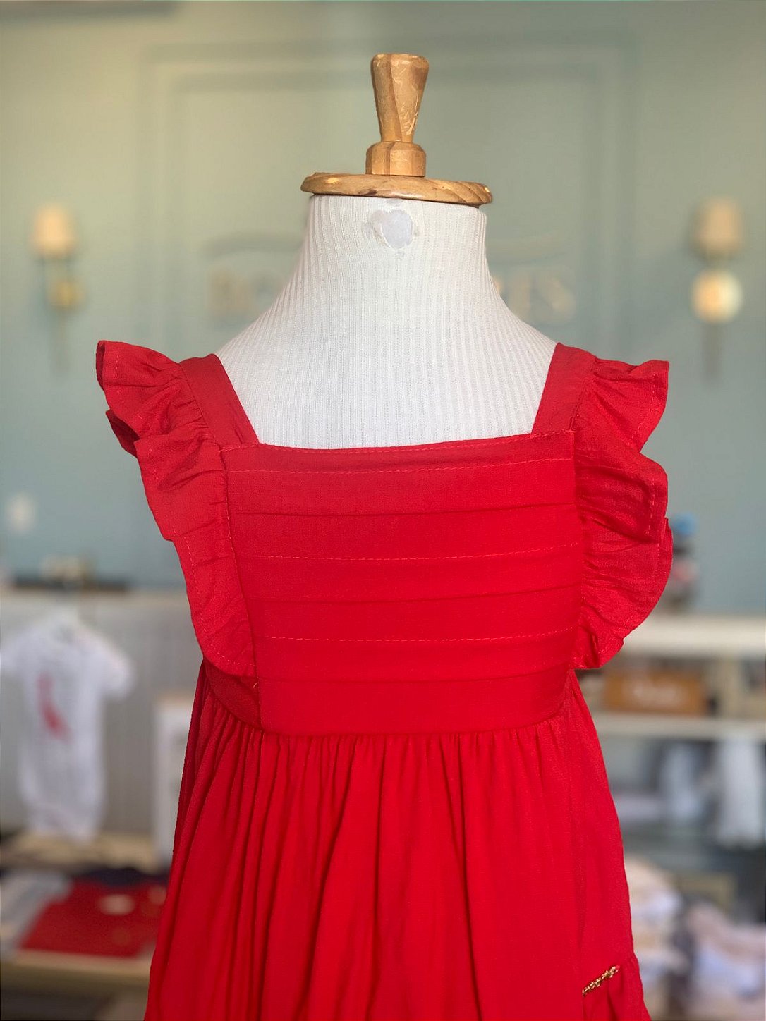 Vestido Alça Vermelho Escuro Infanti