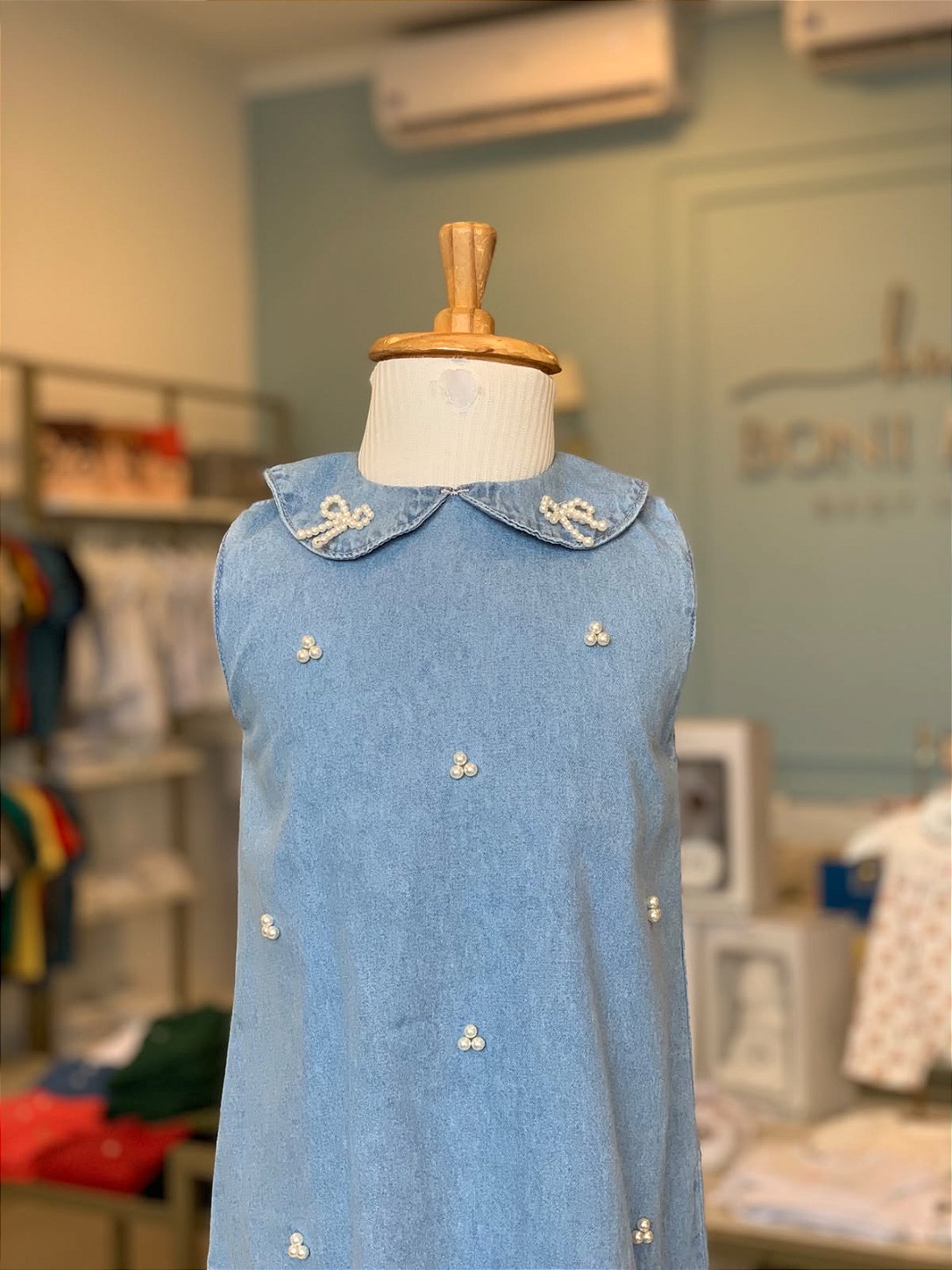 Vestido Regata Azul Jeans Infanti