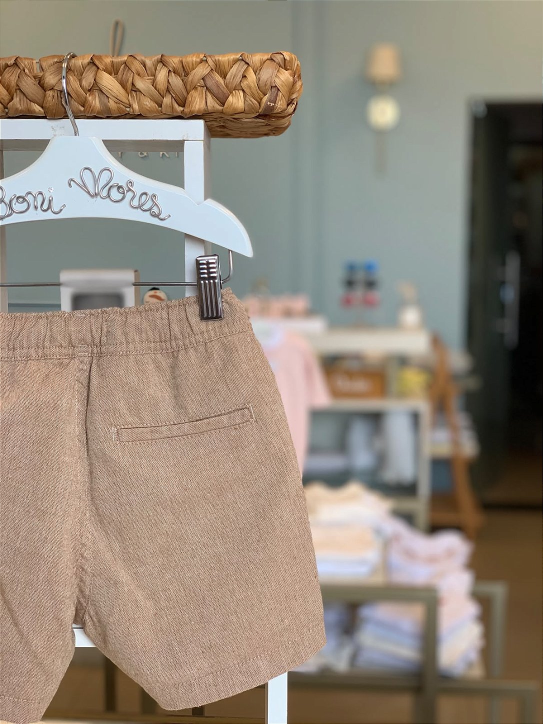 Bermuda Mini Linho Chambray - Khaki Dust Reserva