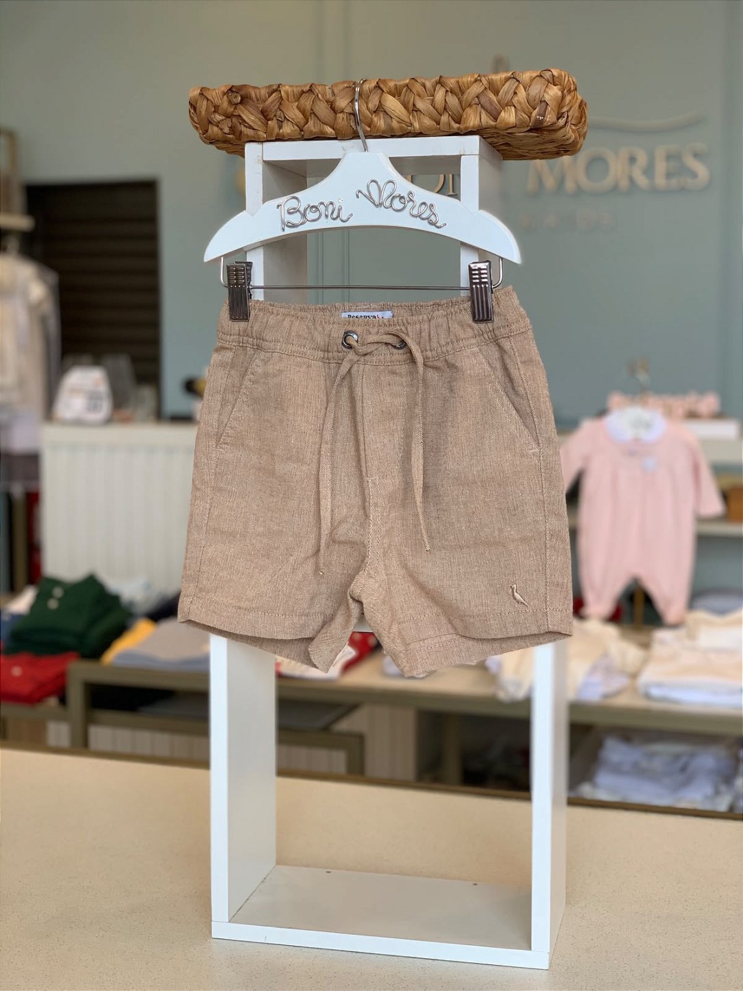 Bermuda Mini Linho Chambray - Khaki Dust Reserva