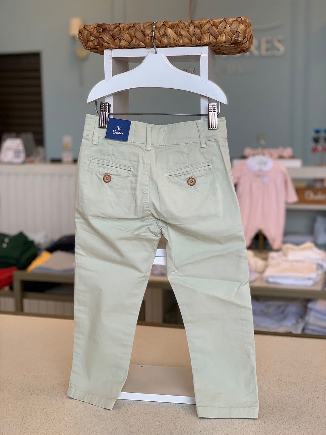 Calça Sarja Chino Verde Dudes