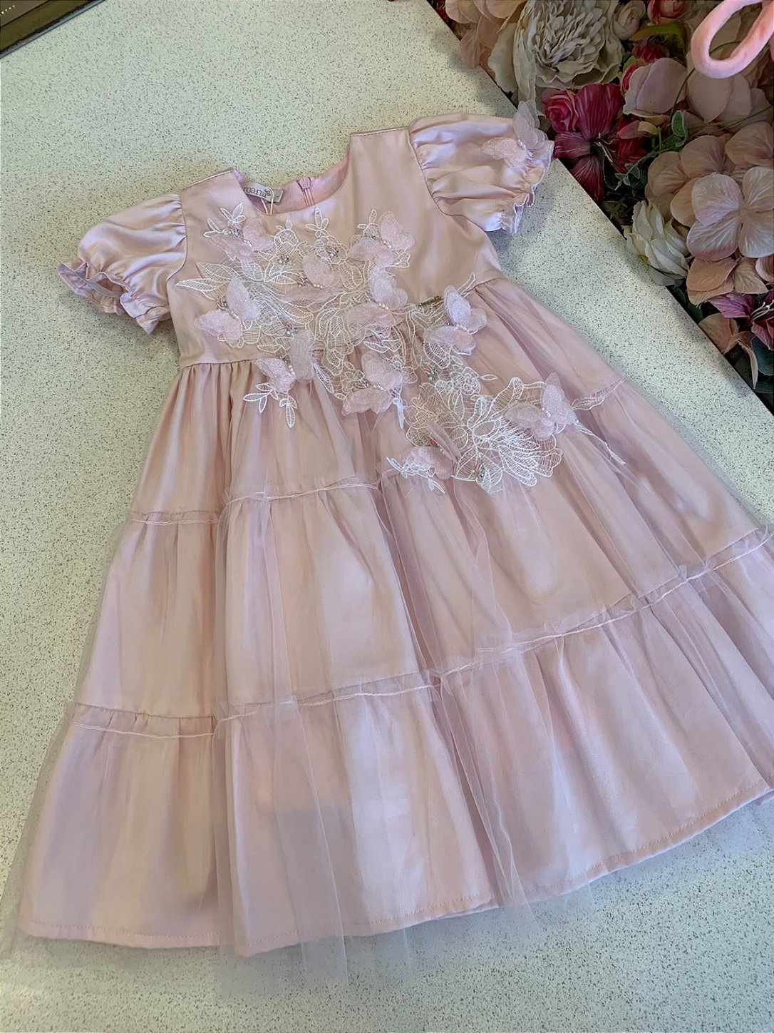 Vestido Borboletas Rosa Roana