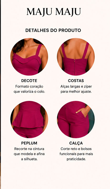 Conjunto Peplum Alfaiataria – Elegância e Sofisticação para Todas as Ocasiões | Maju Maju