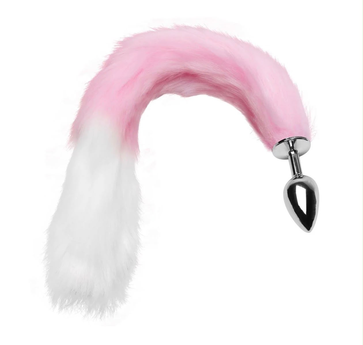 Plug Anal Rabo de Raposa Rosa e Branco