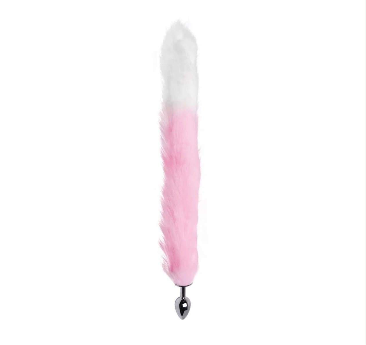 Plug Anal Rabo de Raposa Rosa e Branco