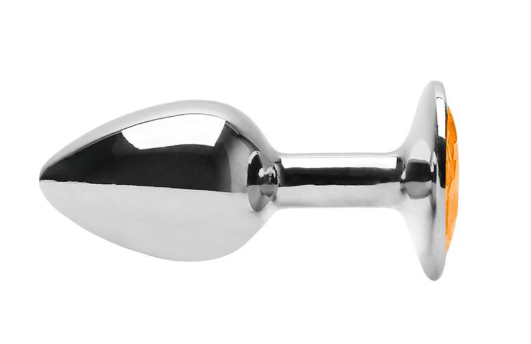Plug Anal Metálico Cromado Tamanho G com Joia de Cristal Brilhante