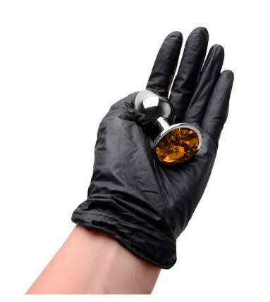 Plug Anal Metálico Cromado Tamanho G com Joia de Cristal Brilhante