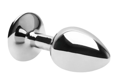 Plug Anal Metálico Cromado Tamanho G com Joia de Cristal Brilhante