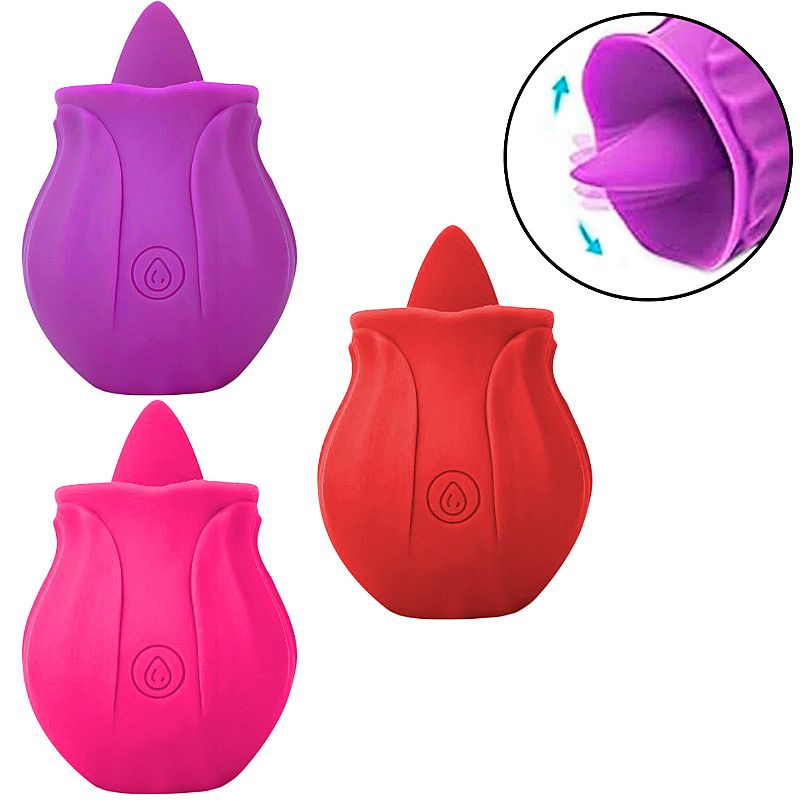 Vibrador e Estimulador Clitoriano Rosa com Língua Pulsante