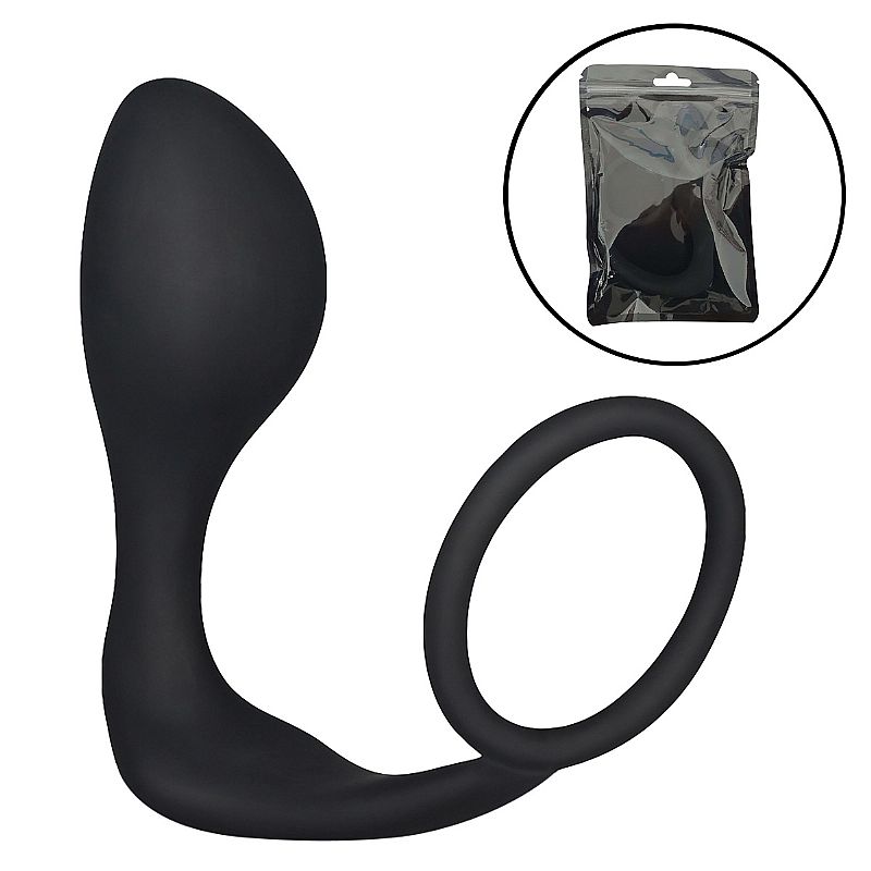 Estimulador de Próstata em Silicone Anatômico com Anel Peniano