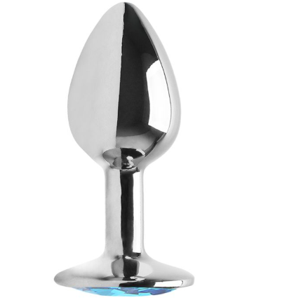 Plug Anal Metálico Cromado Tamanho G com Joia de Cristal Brilhante