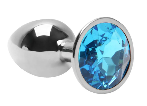 Plug Anal Metálico Cromado Tamanho G com Joia de Cristal Brilhante