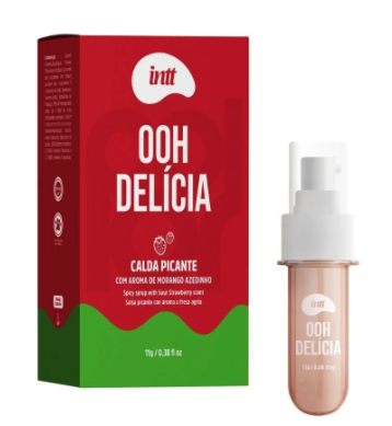 Gel de Massagem Beijável Ooh Delícia Calda Picante Morango Azedinho 11g Intt