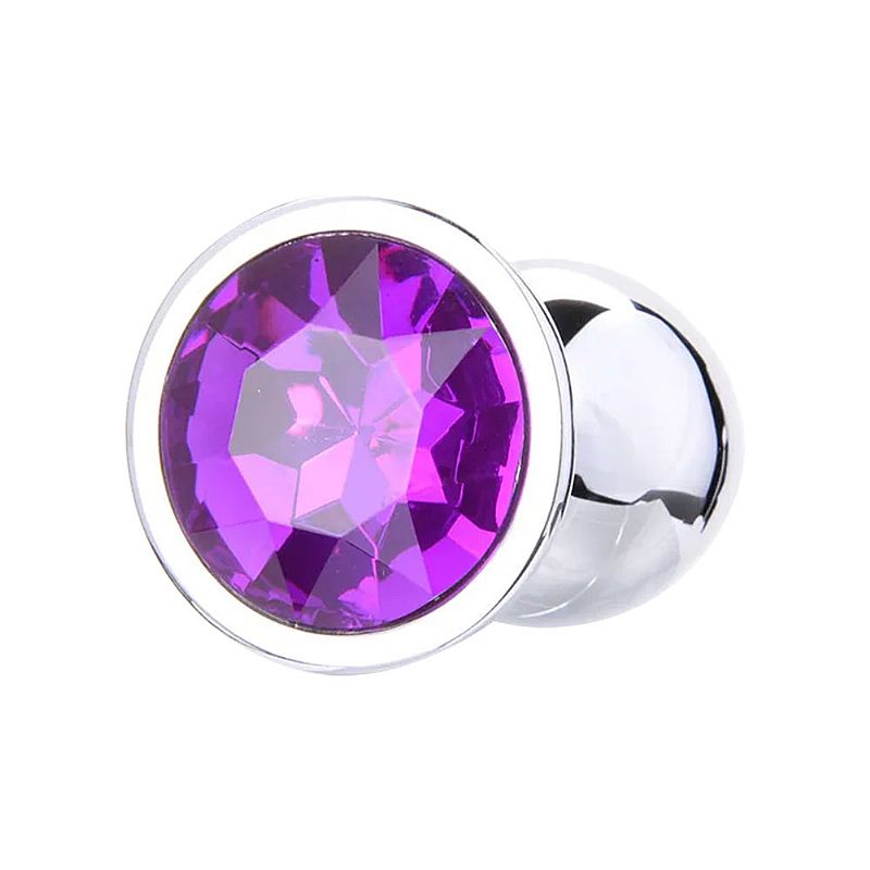 Plug Anal Metálico Cromado com Joia de Cristal Rosa Tamanho P