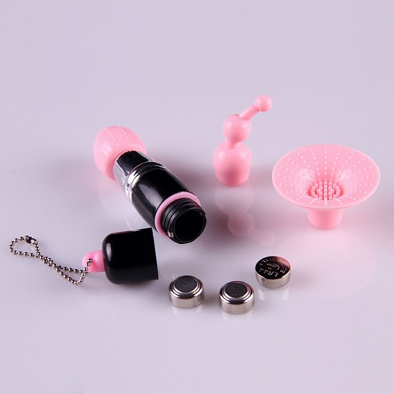 Mini Vibrador Estimulador de Clitóris 3 em 1 com Cabeças Removíveis Chaveiro