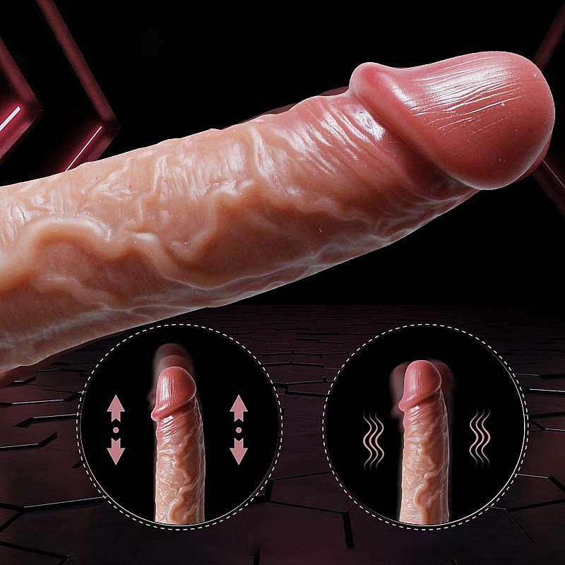 Dildo Pênis Realista Silicone Líquido com Vai e Vem Rotação Aquecimento e Controle