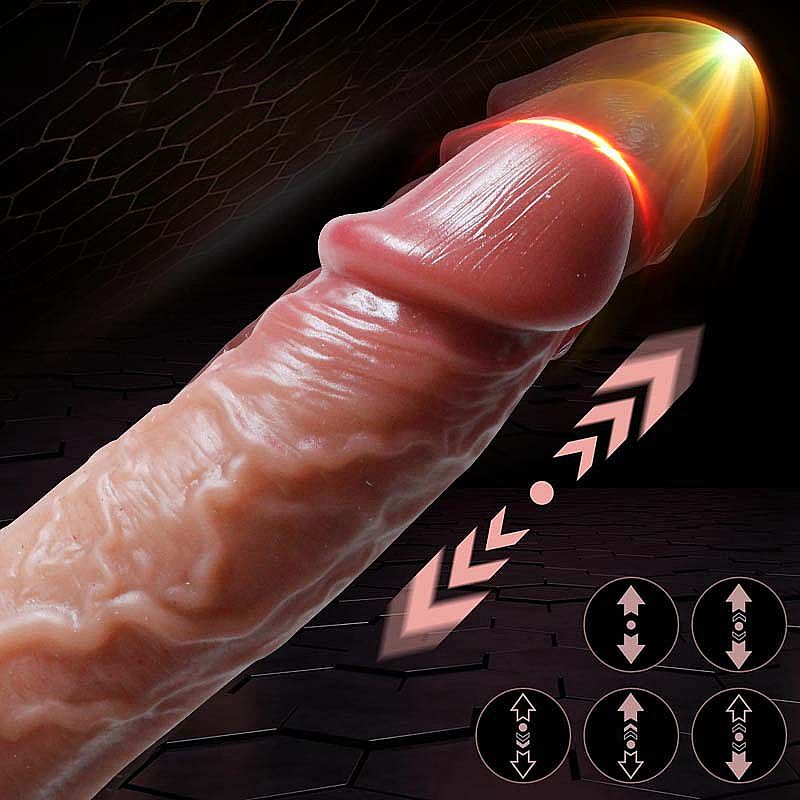 Dildo Pênis Realista Silicone Líquido com Vai e Vem Rotação Aquecimento e Controle