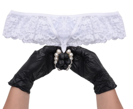 Calcinha Fio Dental Tailandesa Sensual com Algema e Pérolas Tallyta
