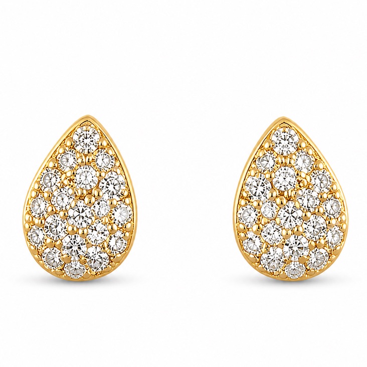 Brinco Gota Dourado com Zircônias