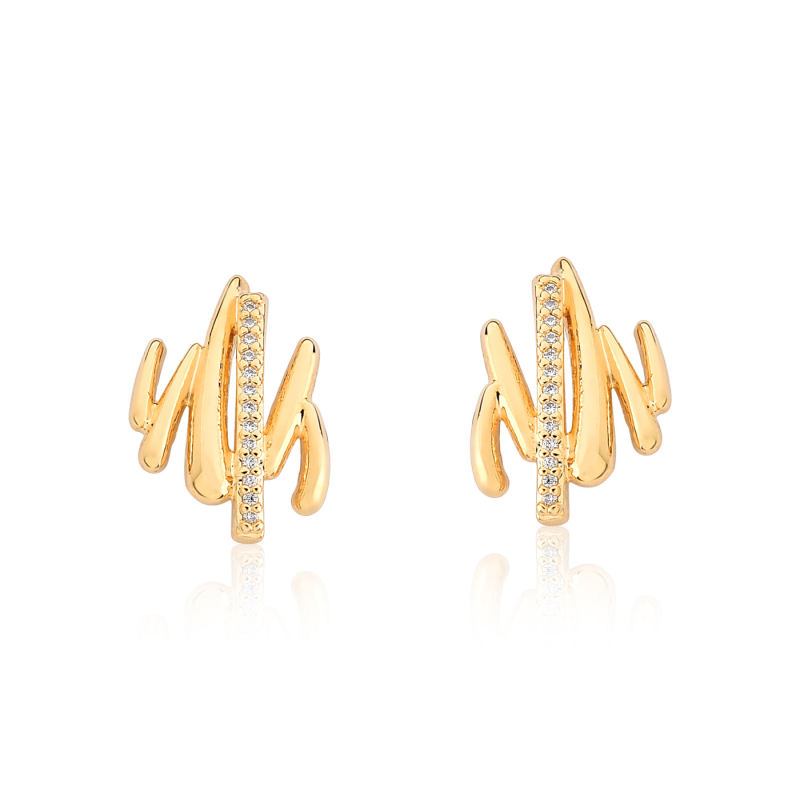 Brinco Cristal Dourado Elegante