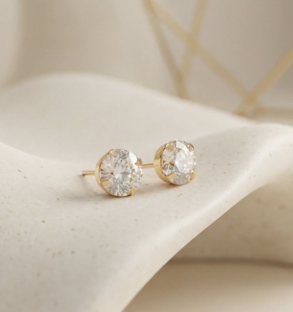 Brinco Luz - Banhado Ouro 18k - Cristal