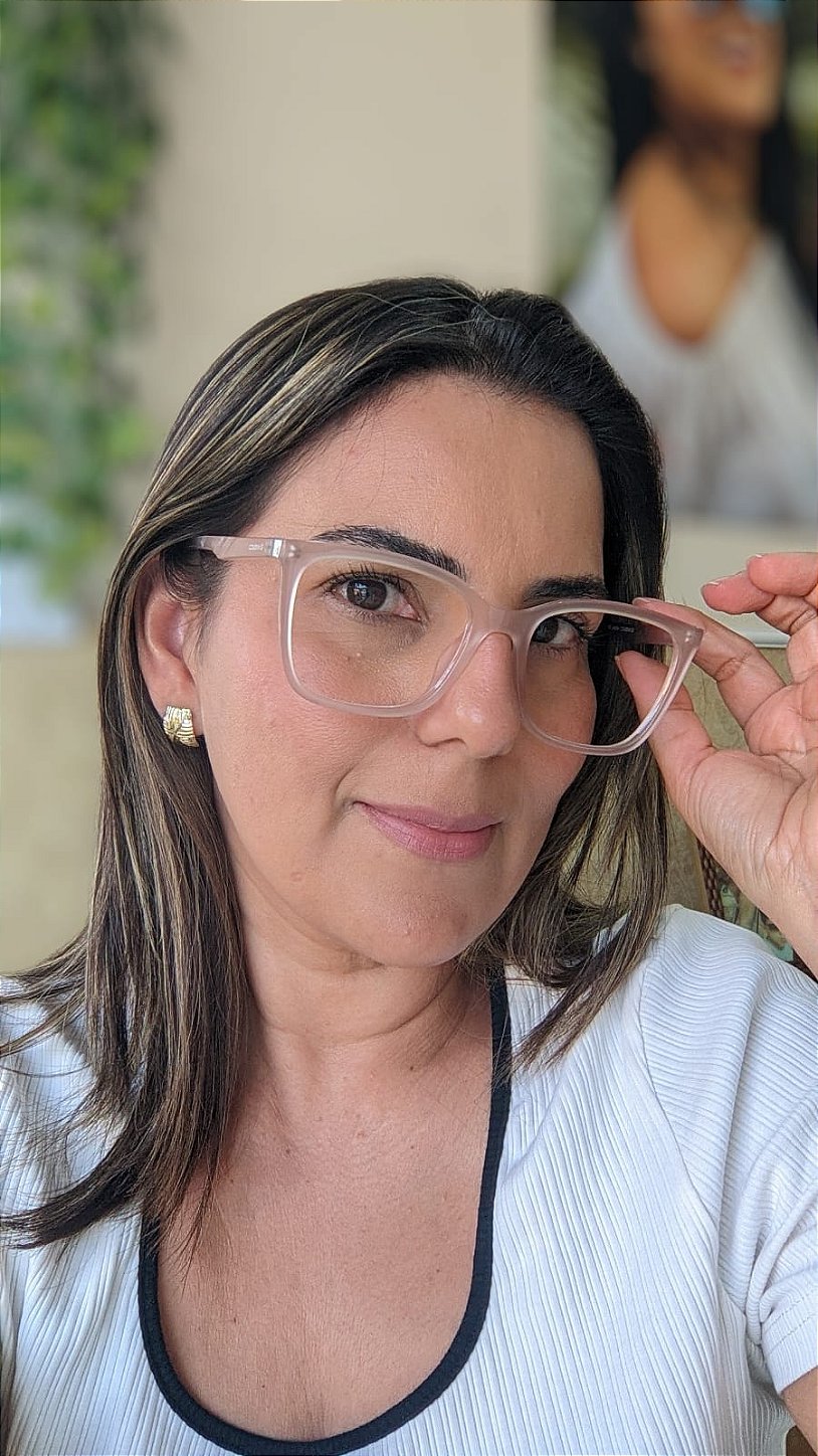 Armação Feminina Rosa Bebê Translúcida - Tamanho 52