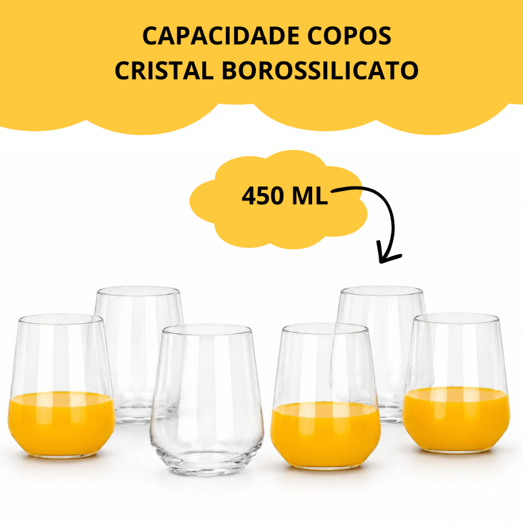 Kit Jarra Borossilicato Tampa Inox 1,9L + 6 Copos