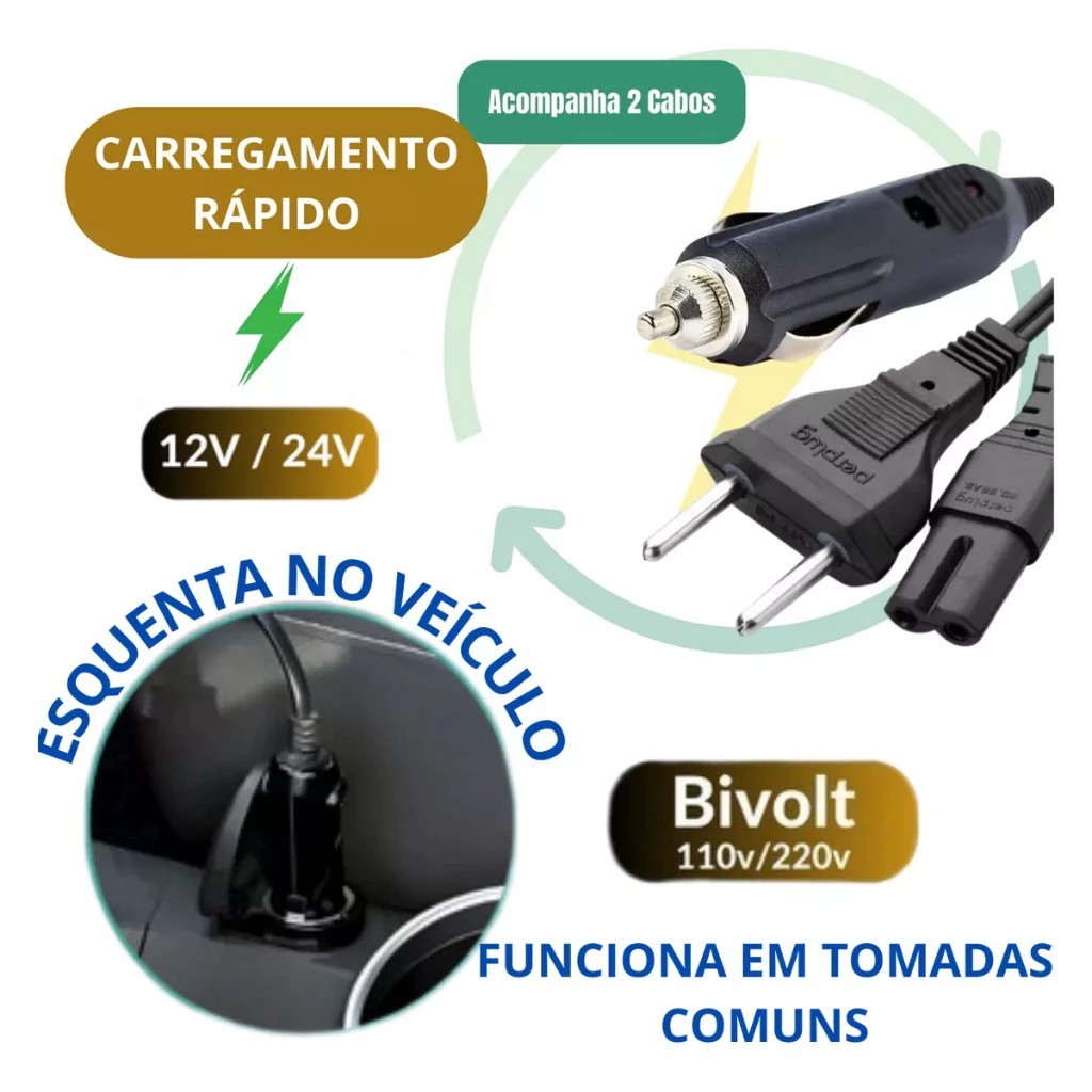 Marmita Elétrica Veicular Bivolt 12v/ 24v/110v/220v